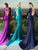 Tarik Ediz - Beaded Long Sleeve Strappy Illusion Gown  92409 in Green and Blue