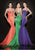 Tarik Ediz - Sculpted Seamed Gown 92488 in Orange and Green