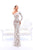 Tarik Ediz - 93403 Single Long Sleeve Floral Embroidered Sheath Dress In White