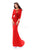 Tarik Ediz - 93410 Crystal Beaded Illusion Bateau Sheath Dress In Red