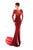 Tarik Ediz - 93412 Embroidered Illusion Jewel Sheath Dress In Red
