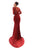 Tarik Ediz - 93412 Embroidered Illusion Jewel Sheath Dress In Red