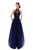 Tarik Ediz - 93421 Beaded Halter Neck Satin Ballgown Dress In Blue