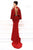 Tarik Ediz - 93424 Crystal Embroidered Sheath Dress In Red