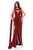 Tarik Ediz - 93427 Bateau Neck Sheath Dress With Draping In Red