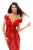 Tarik Ediz - 93430 Floral Embroidered Lace Jersey Dress In Red