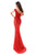 Tarik Ediz - 93430 Floral Embroidered Lace Jersey Dress In Red