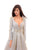 Tarik Ediz - 93433 Long Sleeve Deep V-neck Ballgown In Gold
