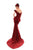 Tarik Ediz - 93436 Applique Off-Shoulder Sheath Dress In Red