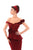 Tarik Ediz - 93436 Applique Off-Shoulder Sheath Dress In Red