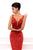 Tarik Ediz - 93439 Plunging Illusion Applique Lace Overskirt Gown In Red