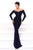 Tarik Ediz - 93449 Embellished Illusion Bateau Sheath Dress In Blue