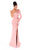 Tarik Ediz - 93451 Rose Applique Single Long Sleeve Sheath Dress In Pink