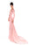 Tarik Ediz - 93451 Rose Applique Single Long Sleeve Sheath Dress In Pink