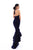 Tarik Ediz - 93452 Beaded Halter Crepe Trumpet Dress In Blue