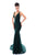 Tarik Ediz - 93455 Lace Deep V-neck Jersey Sheath Dress In Green