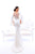 Tarik Ediz - 93458 Cape Sleeve Trailing Beadwork Sheath Gown In White