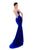 Tarik Ediz - 93460 Beaded Illusion Bateau Crepe Sheath Dress In Blue