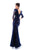 Tarik Ediz - 93463 Sequined Deep V-neck Sheath Dress In Blue