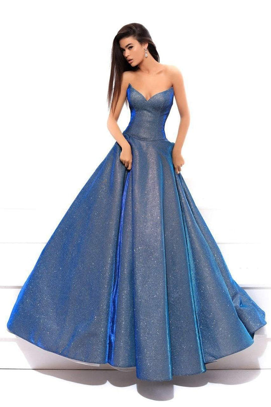 Tarik Ediz - 93469 Strapless Sweetheart Ballgown In Blue