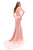 Tarik Ediz - 93470 Embroidered Cape Illusion Fitted Dress In Pink