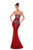 Tarik Ediz - 93474 Metallic Beaded Crepe Mermaid Gown In Red