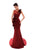 Tarik Ediz - 93478 Floral Lace Fitted Evening Dress In Red
