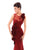 Tarik Ediz - 93478 Floral Lace Fitted Evening Dress In Red