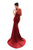 Tarik Ediz - 93478 Floral Lace Fitted Evening Dress In Red