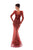 Tarik Ediz - 93496 Beaded Jersey Tulle Sheath Dress In Red