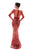 Tarik Ediz - 93496 Beaded Jersey Tulle Sheath Dress In Red