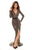 Tarik Ediz - 93609 Long Sleeve Lace Fitted Gown with Center Slit In Green