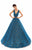Tarik Ediz - 93617 Allover Divine Lace V Neck Sleeveless Ballgown In Blue and Green