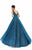 Tarik Ediz - 93617 Allover Divine Lace V Neck Sleeveless Ballgown In Blue and Green