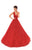 Tarik Ediz - 93617 Allover Divine Lace V Neck Sleeveless Ballgown In Red