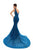 Tarik Ediz - 93620 Sleeveless V Neck Lace Mermaid Gown In Blue and Green