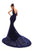 Tarik Ediz - 93620 Sleeveless V Neck Lace Mermaid Gown In Blue