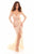 Tarik Ediz - 93625 Long Sleeve Illusion Lace Surplice Evening Dress In Neutral