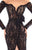 Tarik Ediz - 93625 Long Sleeve Illusion Lace Surplice Evening Dress In Black