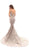 Tarik Ediz - Embellished Illusion Neck Mermaid Gown With Train 93651 In Pink and Gray