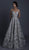 Tarik Ediz - 93652 Embellished Illusion Bateau Tulle Ballgown In Gray