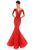 Tarik Ediz - 93670 Sequined Floral Applique Illusion Long Gown In Red