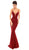 Tarik Ediz - 93676 Illusion Plunging Sparkly Velvet Evening Gown In Red