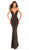Tarik Ediz - 93676 Illusion Plunging Sparkly Velvet Evening Gown In Green