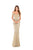Tarik Ediz - 93680 Embroidered Plunging Off-Shoulder Sheath Dress In Gold