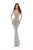 Tarik Ediz - 93680 Embroidered Plunging Off-Shoulder Sheath Dress In Silver