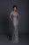 Tarik Ediz - 93680 Embroidered Plunging Off-Shoulder Sheath Dress In Silver
