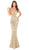 Tarik Ediz - 93681 Beaded Lace Appliqued Sleeveless Mermaid Gown In Gold