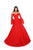 Tarik Ediz - 93686 Fully Lace Off-Shoulder A-line Dress In Red