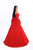 Tarik Ediz - 93686 Fully Lace Off-Shoulder A-line Dress In Red